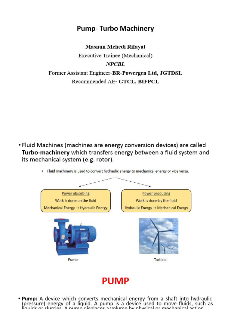 Understanding Turbo Machinery and Pumps | PDF | Pump | Turbomachinery