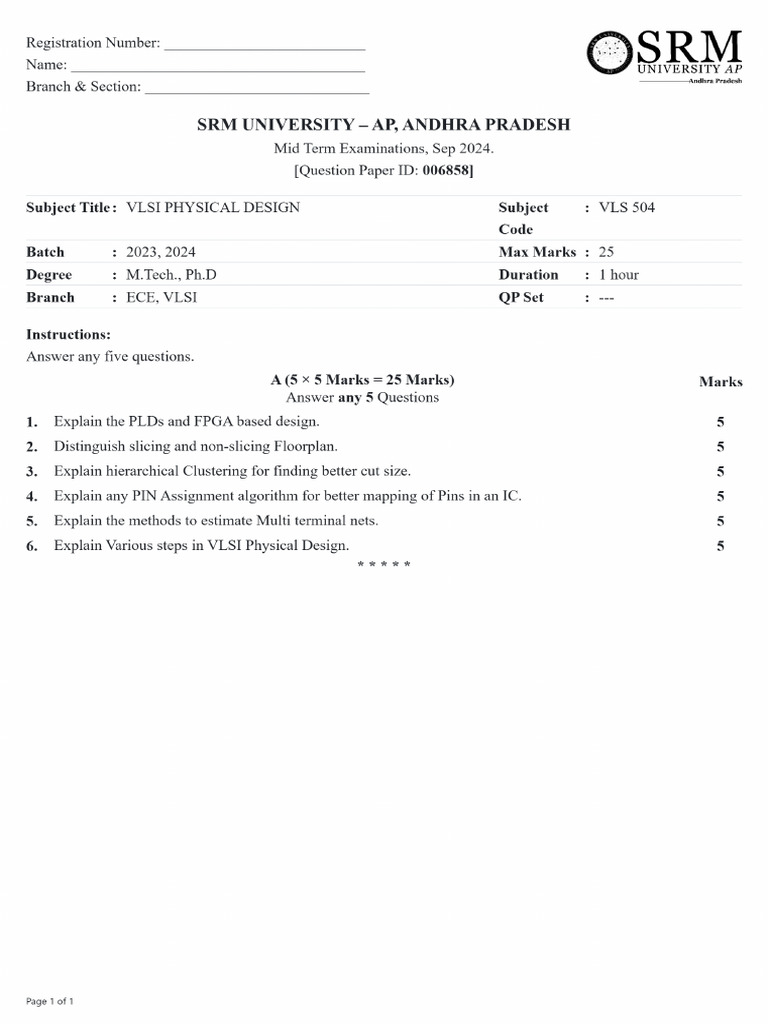 Seas Ece Vls 504 Vlsi Physical Design | PDF