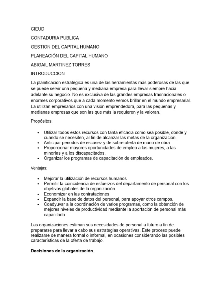 PLANEACIÓN DEL CAPITAL HUMANO 1 | PDF | Gestión de recursos humanos