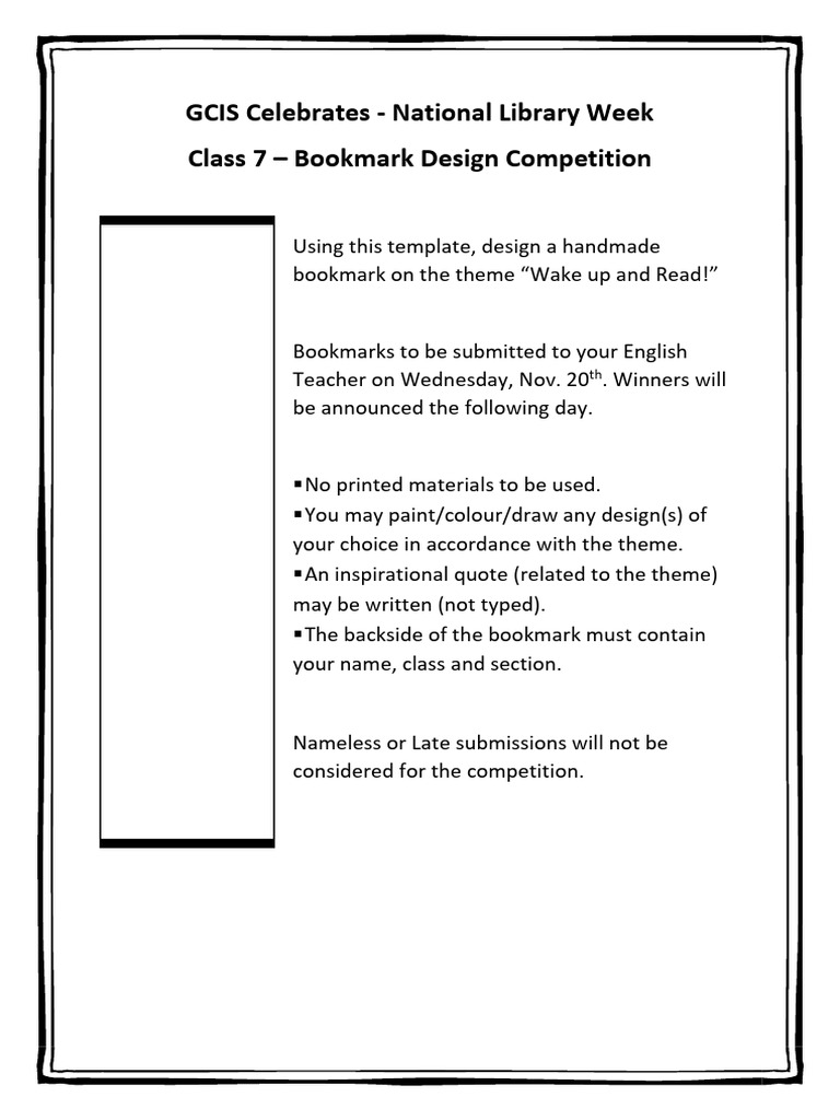Bookmark Design Contest for Library Week | PDF