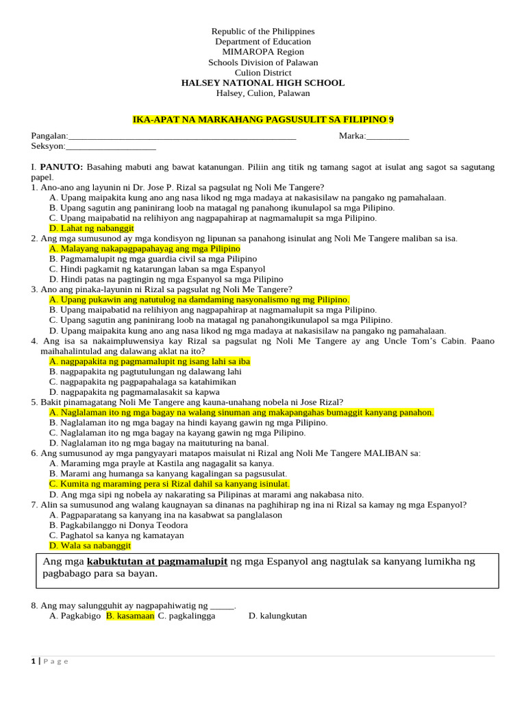 Grade 9 | PDF