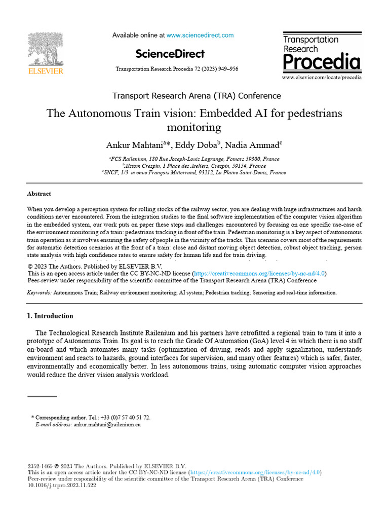 AI-Powered Pedestrian Tracking for Trains | PDF | Computing | Applied ...