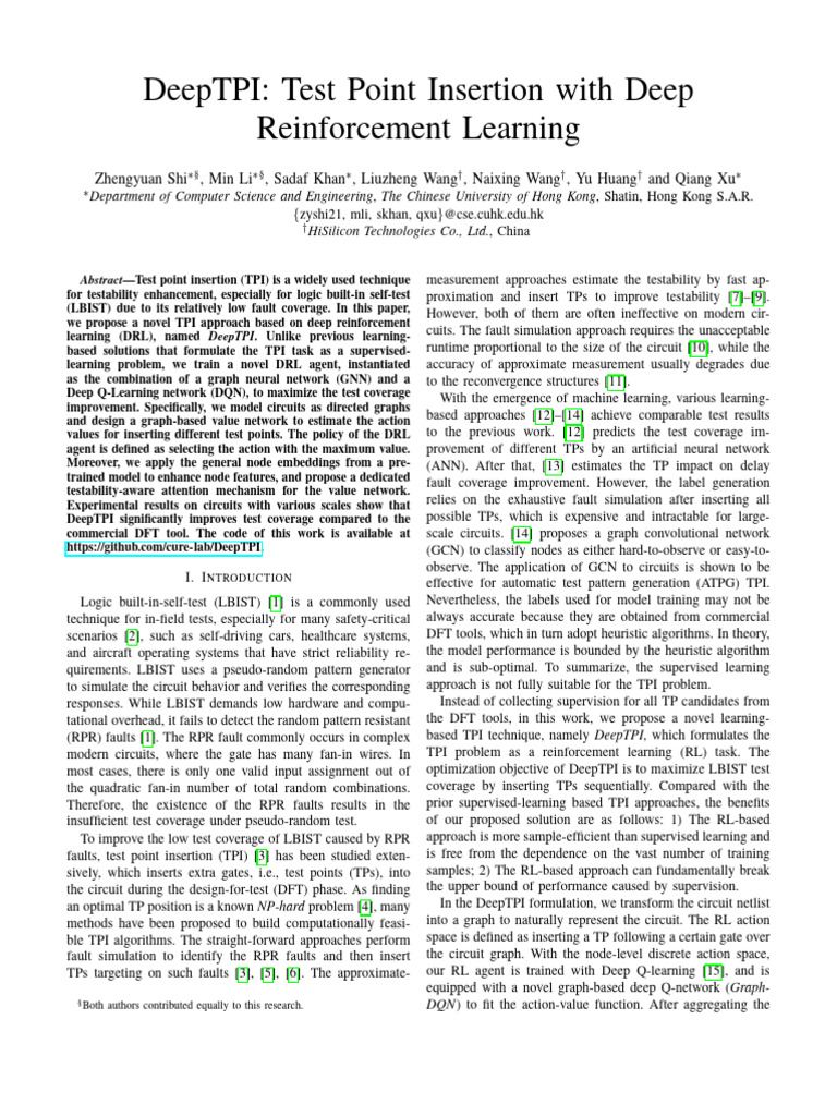 DeepTPI: DRL for Test Point Insertion | PDF | Theoretical Computer Science