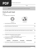 S8 - End-of-Unit 1 Test | PDF | Respiratory System | Lung