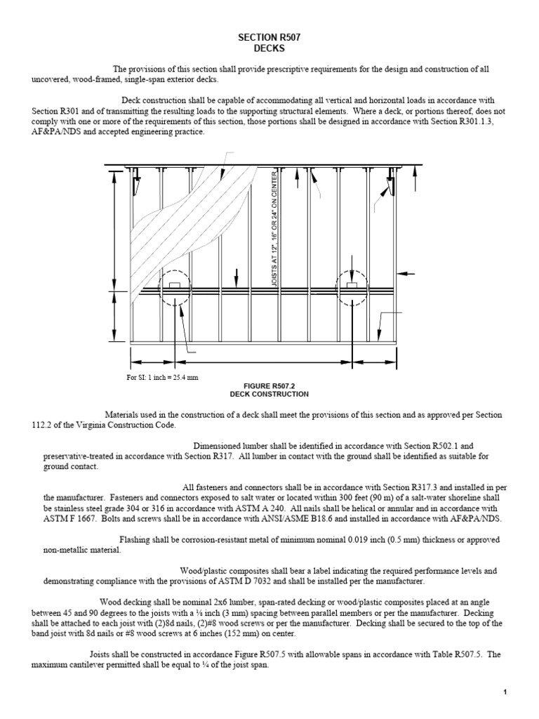 Deck Construction Guidelines R507 | PDF | Framing (Construction) | Screw