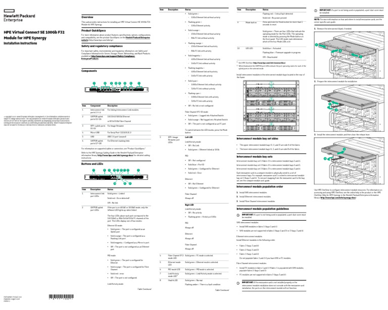 HPE Synergy Virtual Connect SE 100Gb F32 | PDF | Computer Architecture ...