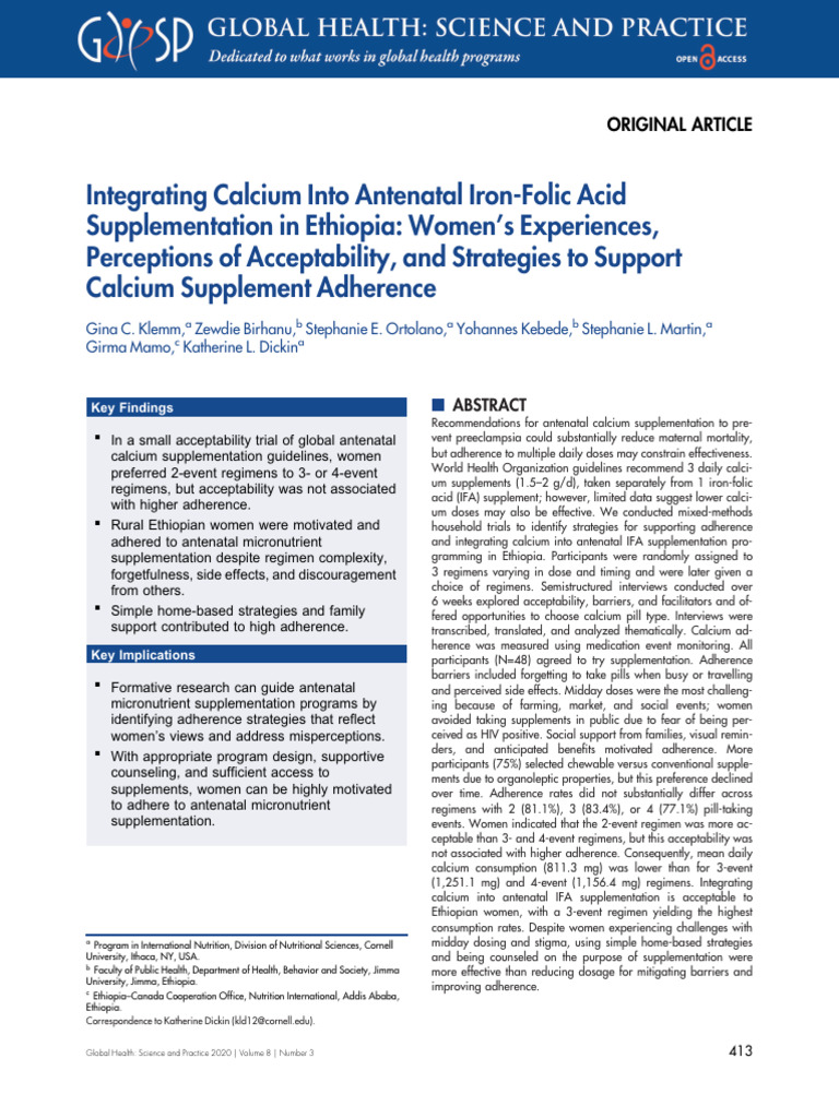 Calcium Supplementation in Ethiopian Women | PDF | Dietary Supplements ...