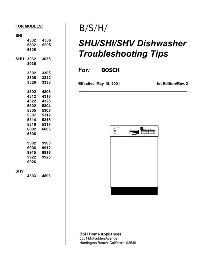 Bosch SHE Dishwasher Troubleshooting | PDF | Dishwasher | Printed