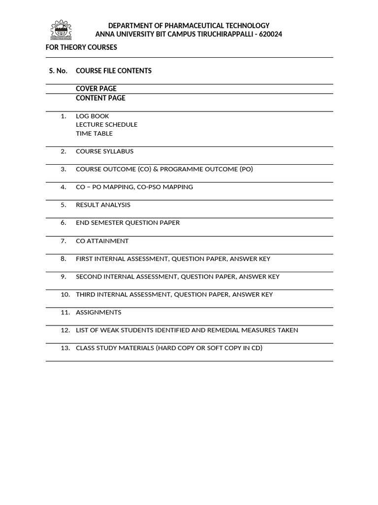 Pharmaceutical Technology Course Files | PDF