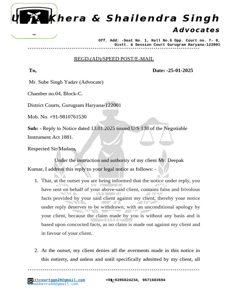 Reply Notice 25.01.2025 | PDF | Banks