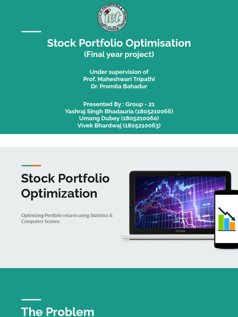 Stock Portfolio Optimization Techniques | PDF | Mathematical Economics ...