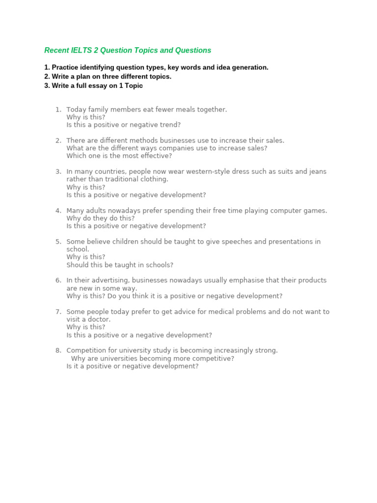 2 Question Essay Practice | PDF