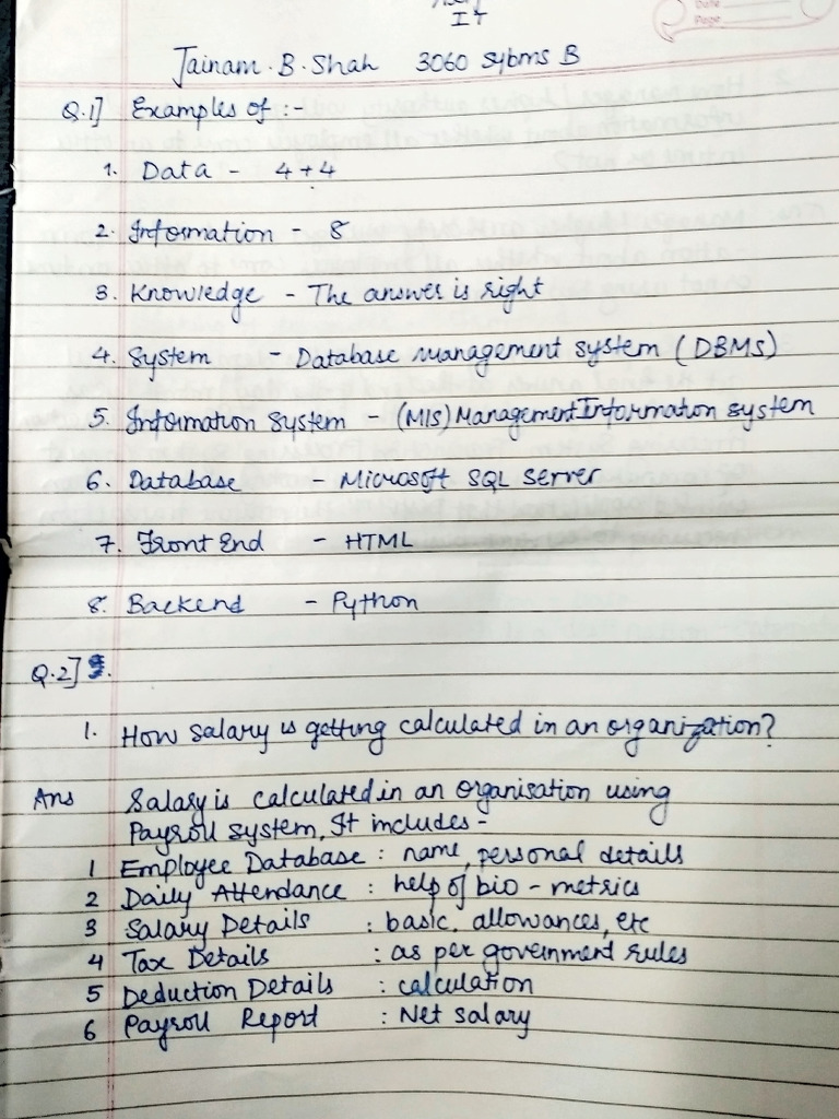 3060 - Sybms B - Jainam Shah - IT Assignment 1 | PDF | Databases | Data ...