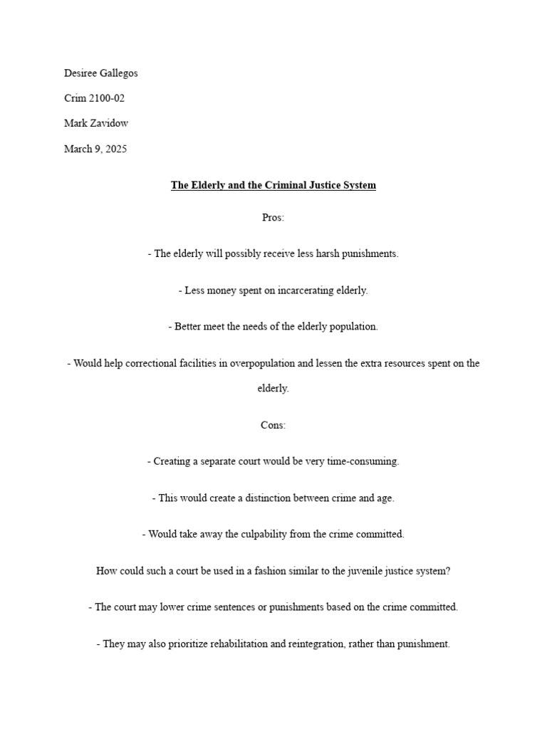 The Elderly and The Criminal Justice System | PDF
