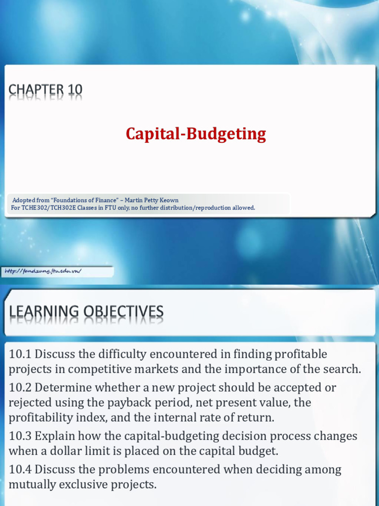 Capital Budgeting Decision Criteria | PDF | Net Present Value ...