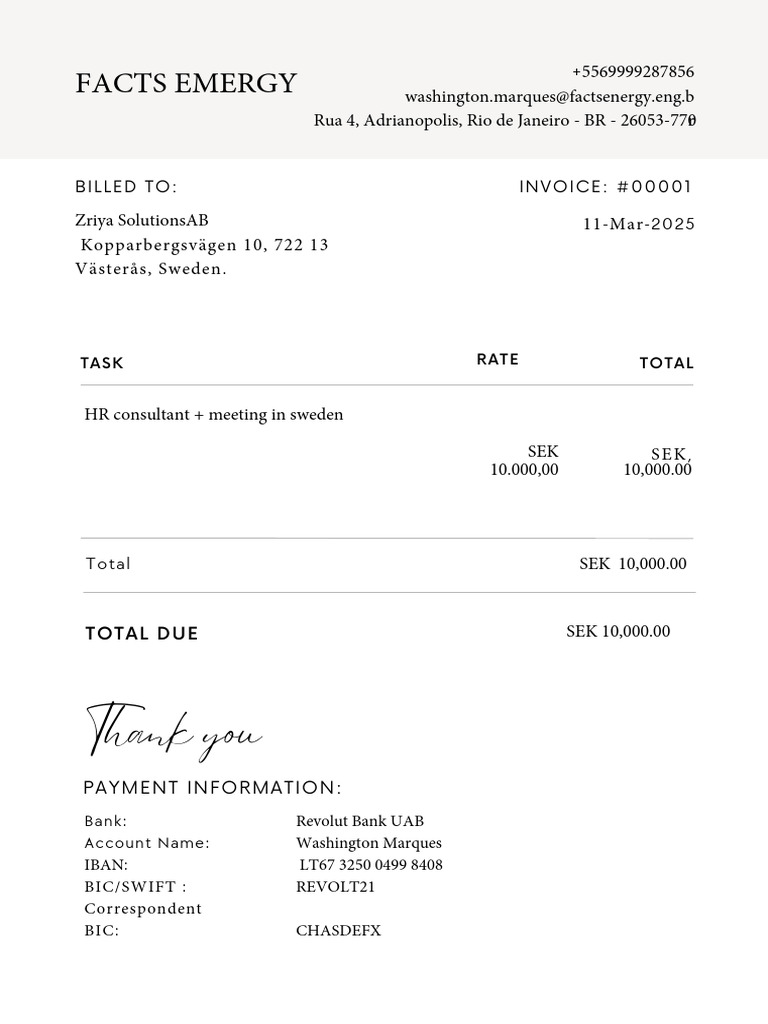 Invoice for HR Consulting Services | PDF