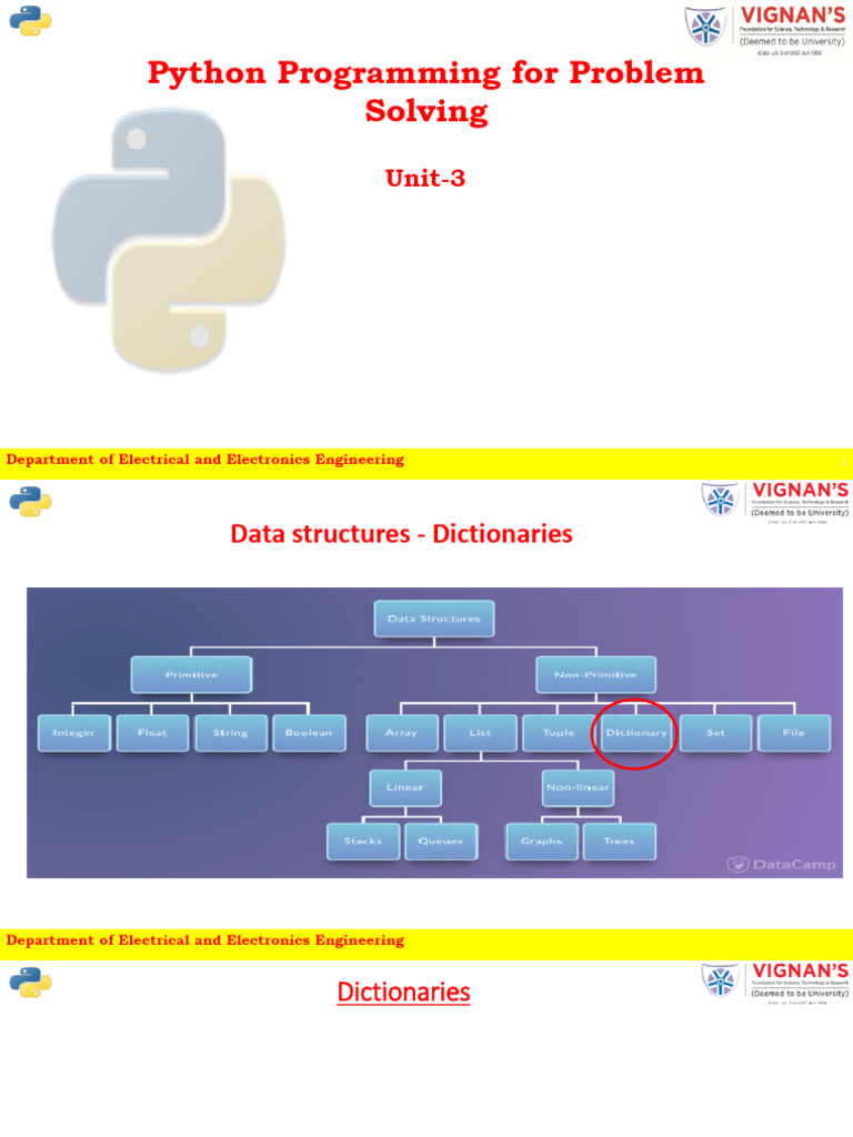 UNIT-III - Part-3 (Dict and Sets) | PDF | Bracket | Parameter (Computer ...