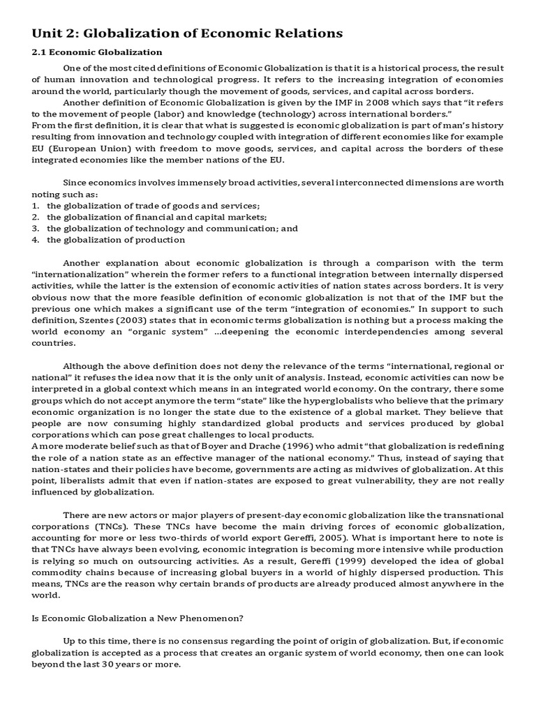 Understanding Economic Globalization | PDF | Bretton Woods System ...