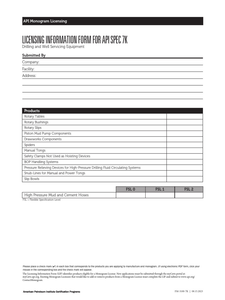 API Monogram Licensing for Drilling Equipment | PDF