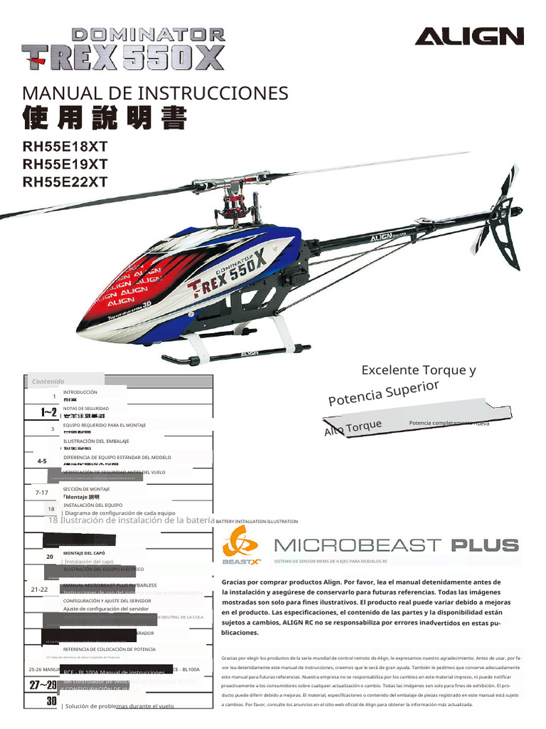 TRex 550x.es | PDF | Helicóptero | Tornillo