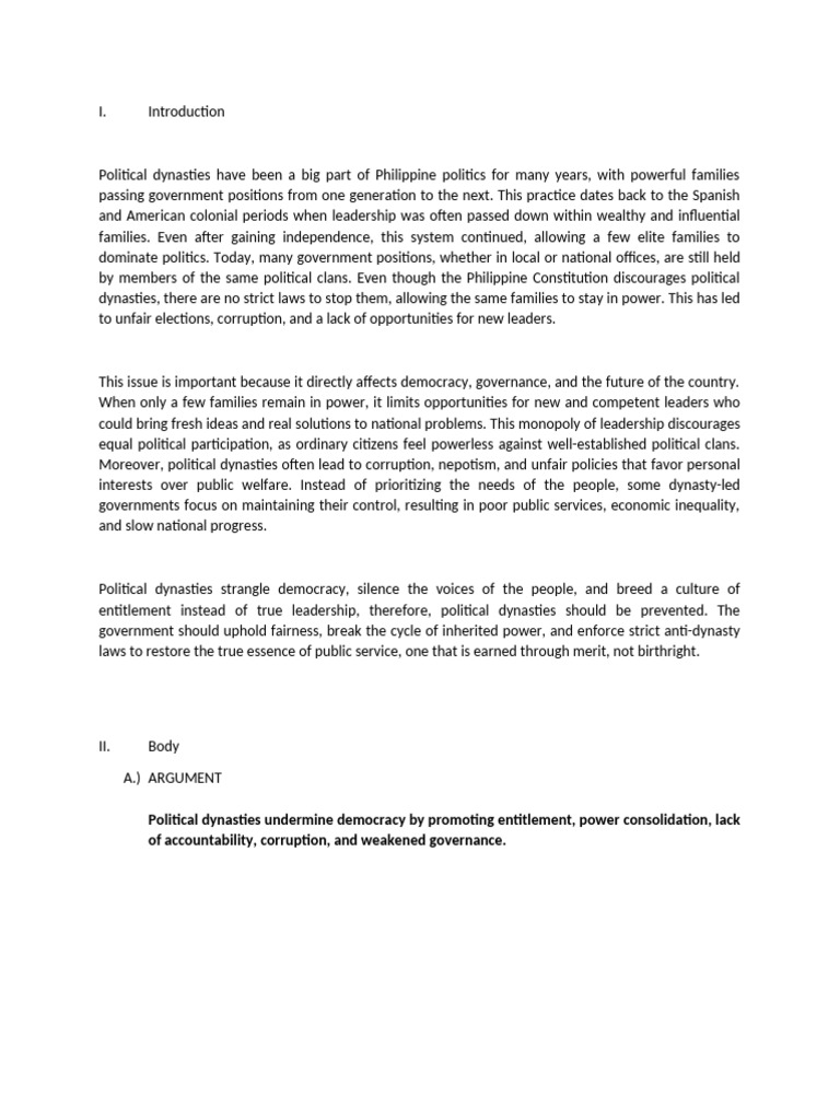 Impact of Political Dynasties in the Philippines | PDF | Electoral ...
