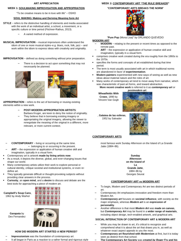 Art Appreciation: Modern to Contemporary | PDF | The Arts