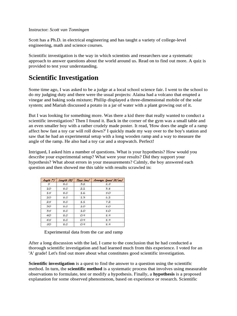 Steps for Effective Scientific Investigation | PDF | Experiment ...