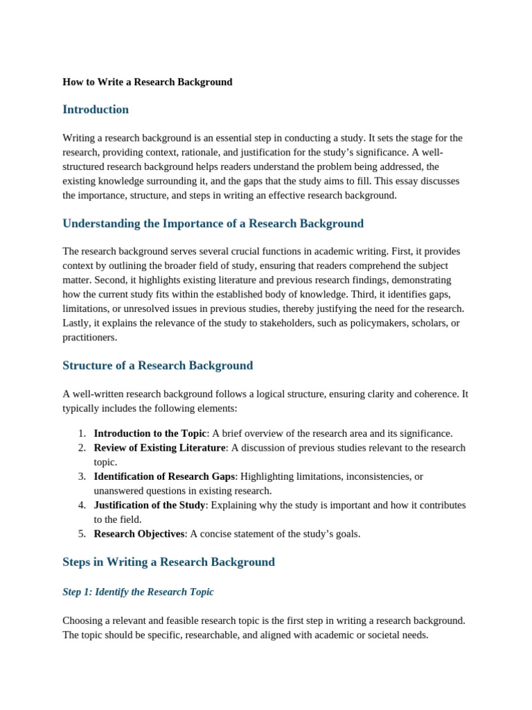 Writing an Effective Research Background | PDF | Methodology | Information