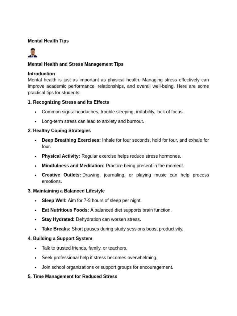 Effective Mental Health Tips for Students | PDF