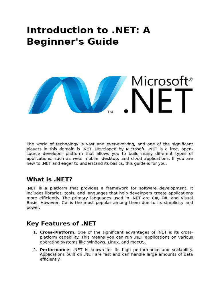 Beginner's Guide to .NET Development | PDF | Software Development ...