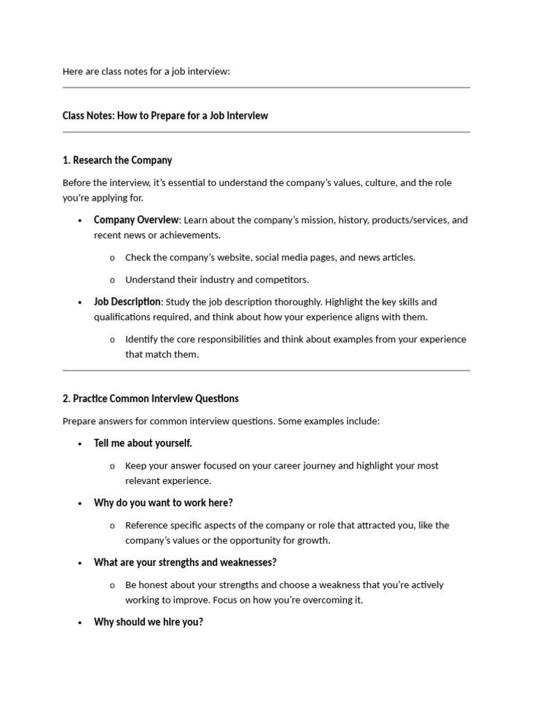 Here Are Class Notes For A Job Interview | PDF | Job Interview | Human ...