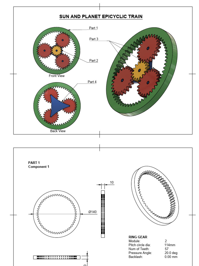 Sun and Planet Epicyclic Train Design | PDF