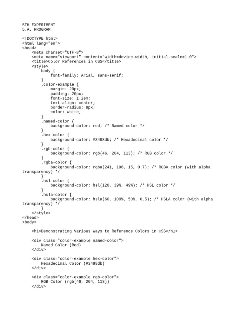 CSS Color Reference Techniques | PDF