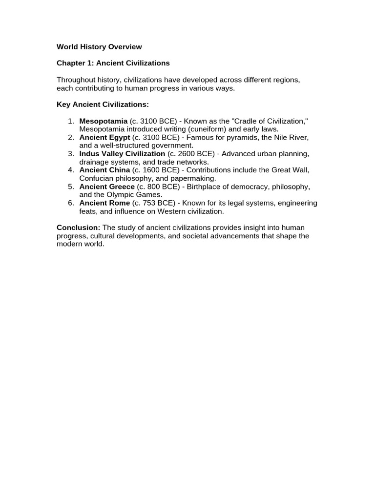 Overview of Ancient Civilizations | PDF