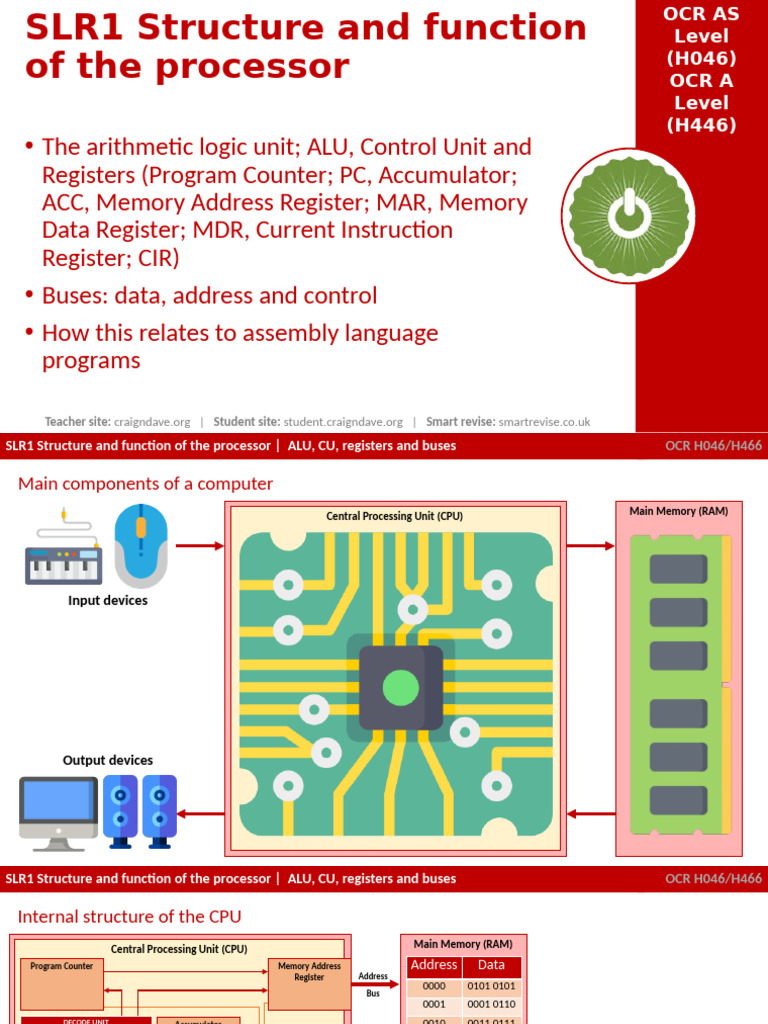 OCR A Level (H046-H446) ALU, CU, Registers and Buses | PDF | Central ...