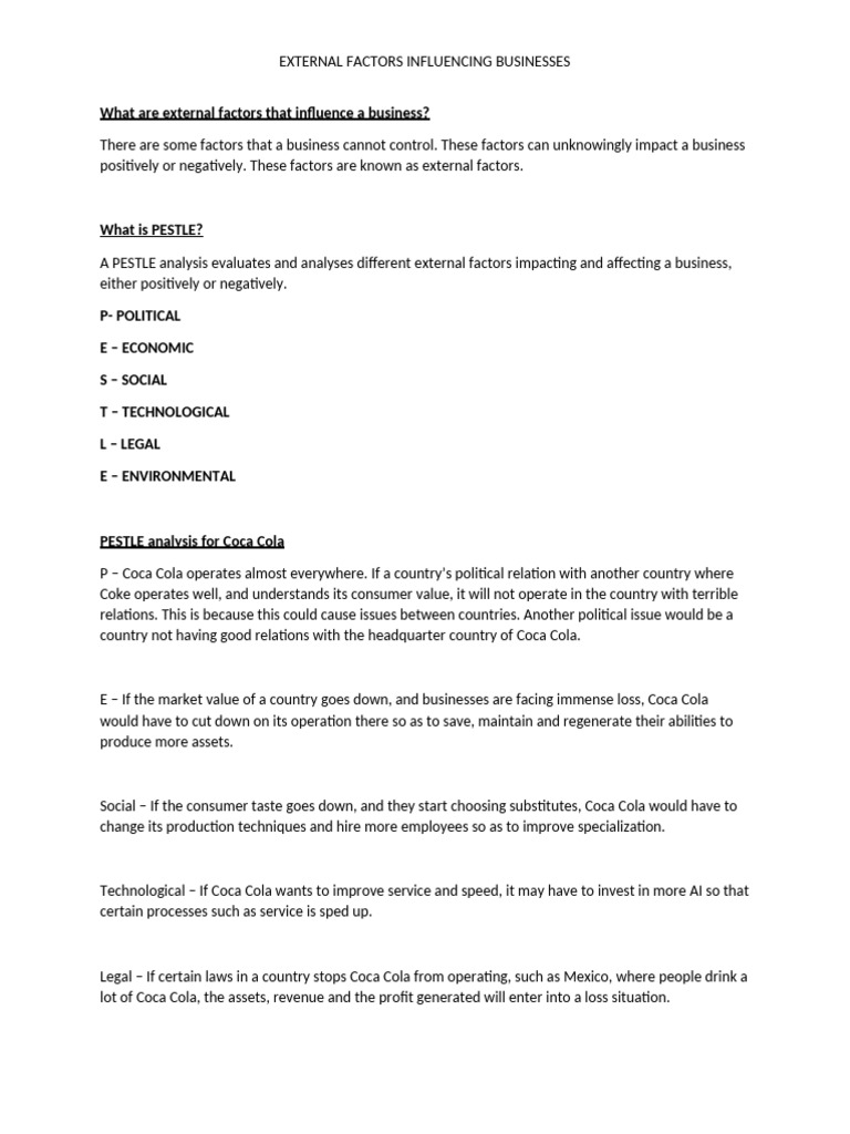 External Factors Impacting Businesses | PDF