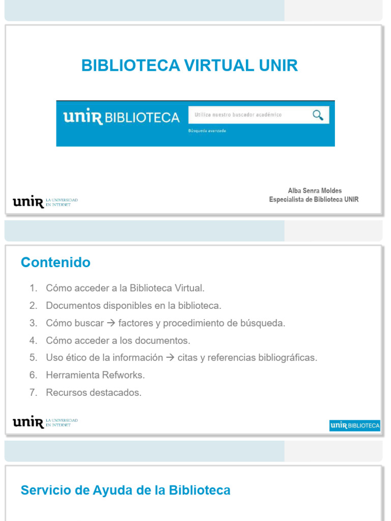 Acceso a la Biblioteca Virtual UNIR | PDF | Libreria digital