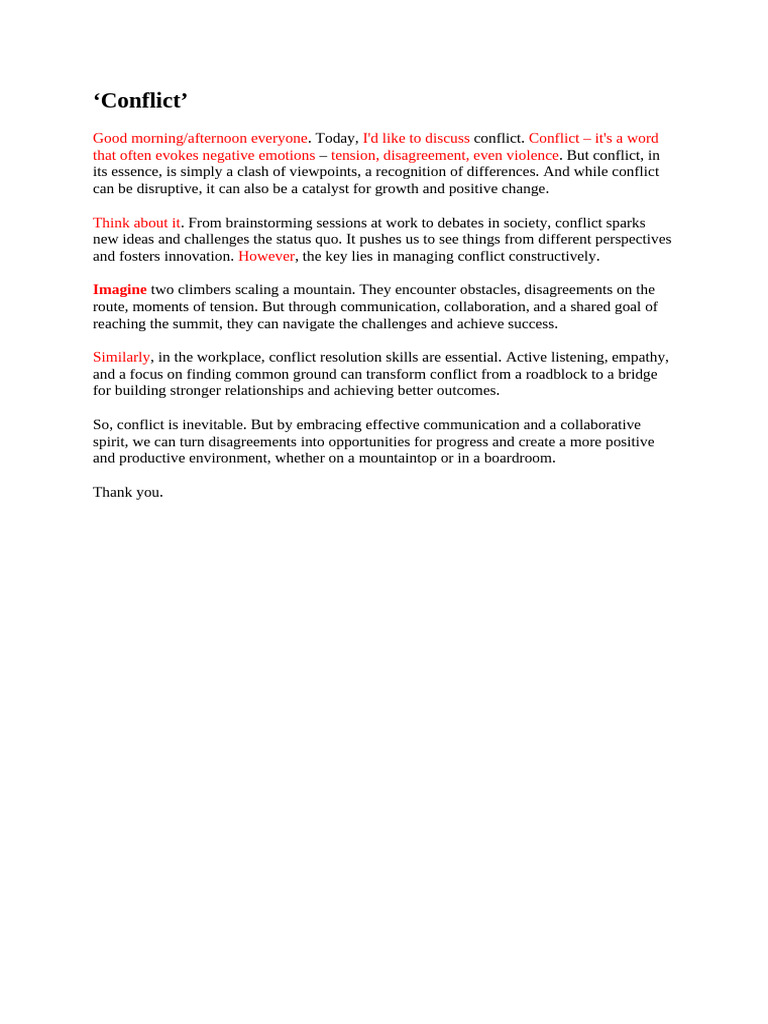Understanding Conflict and Its Benefits | PDF