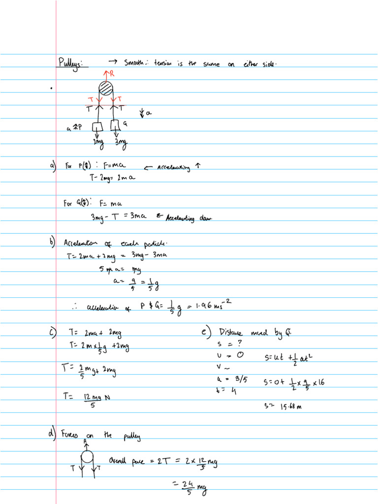 Pulleys: Tension and Acceleration Analysis | PDF