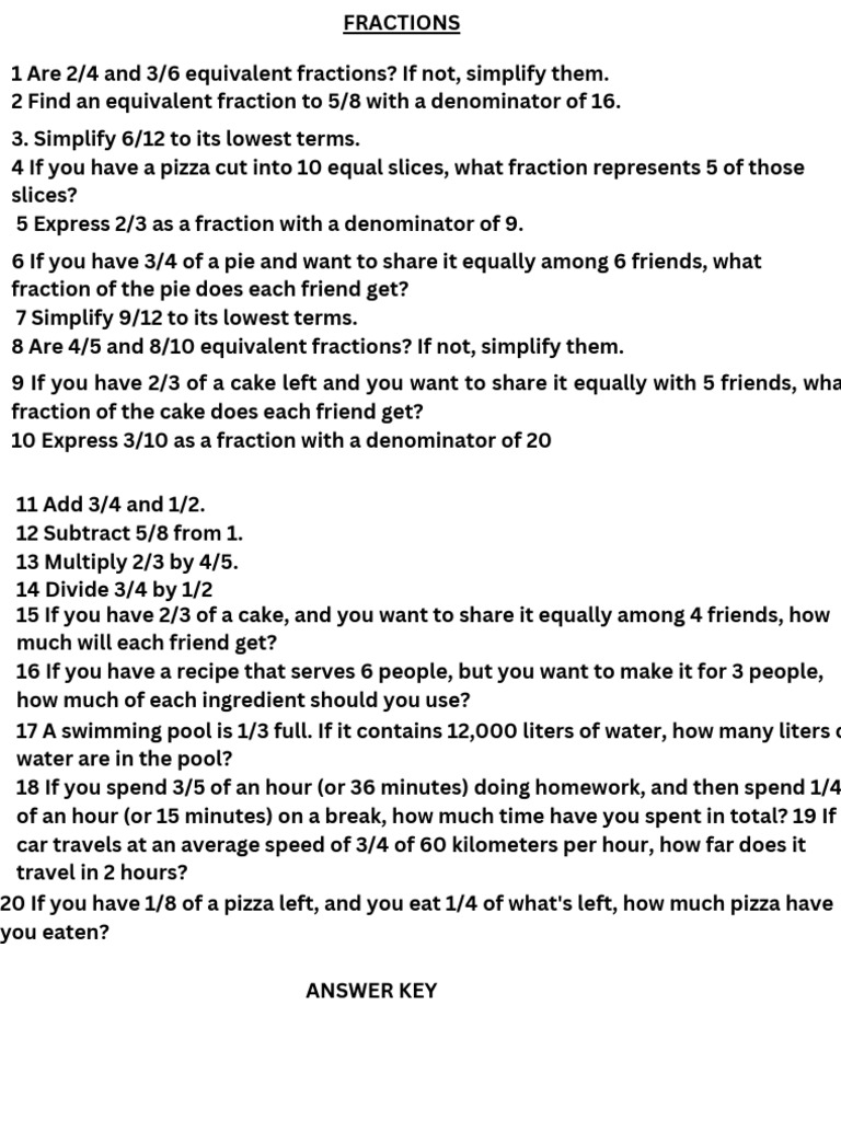 Understanding Fractions: Problems & Solutions | PDF