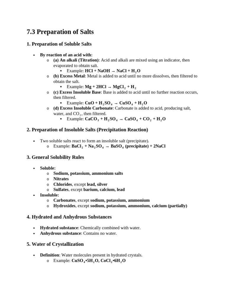Salts Preparation Methods Explained | PDF