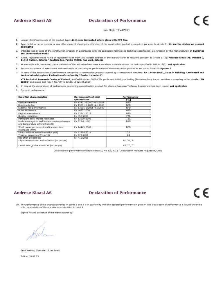 CE 44.2 Clear EVA Laminated Safety Glass | PDF