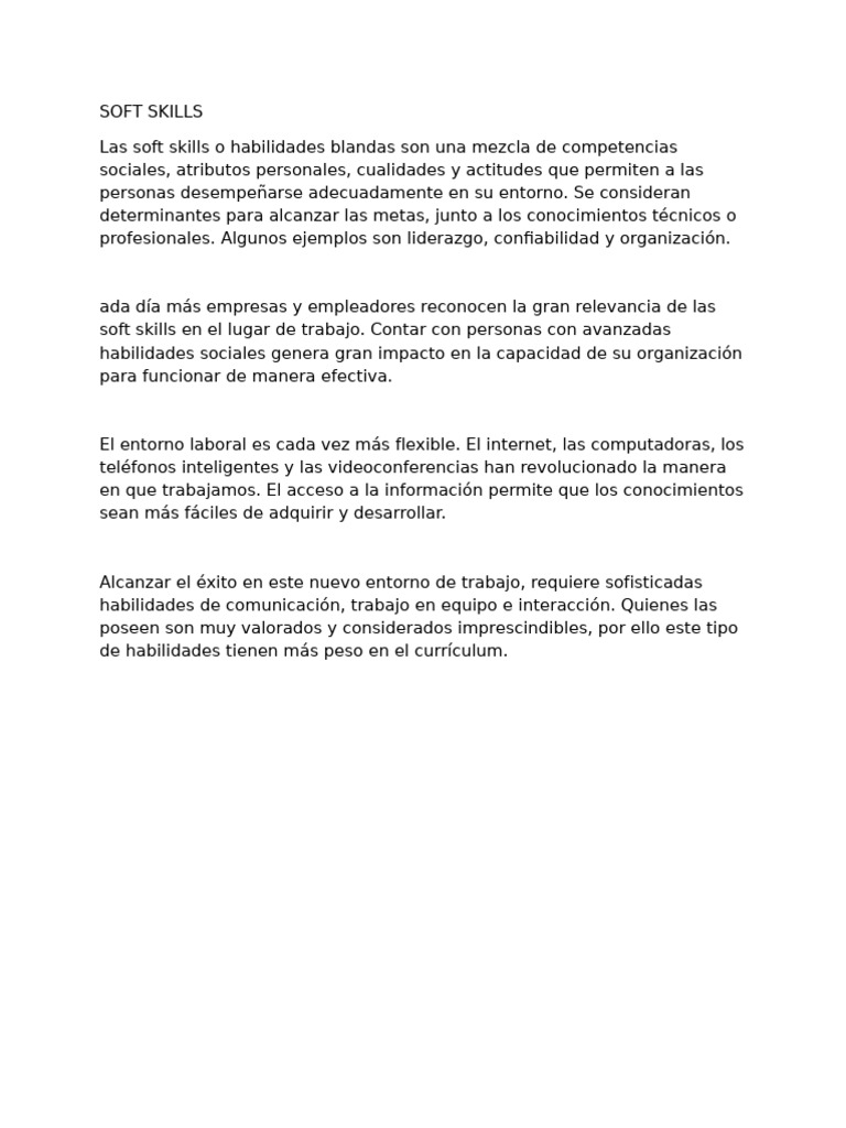 Importancia de las Soft Skills Laborales | PDF