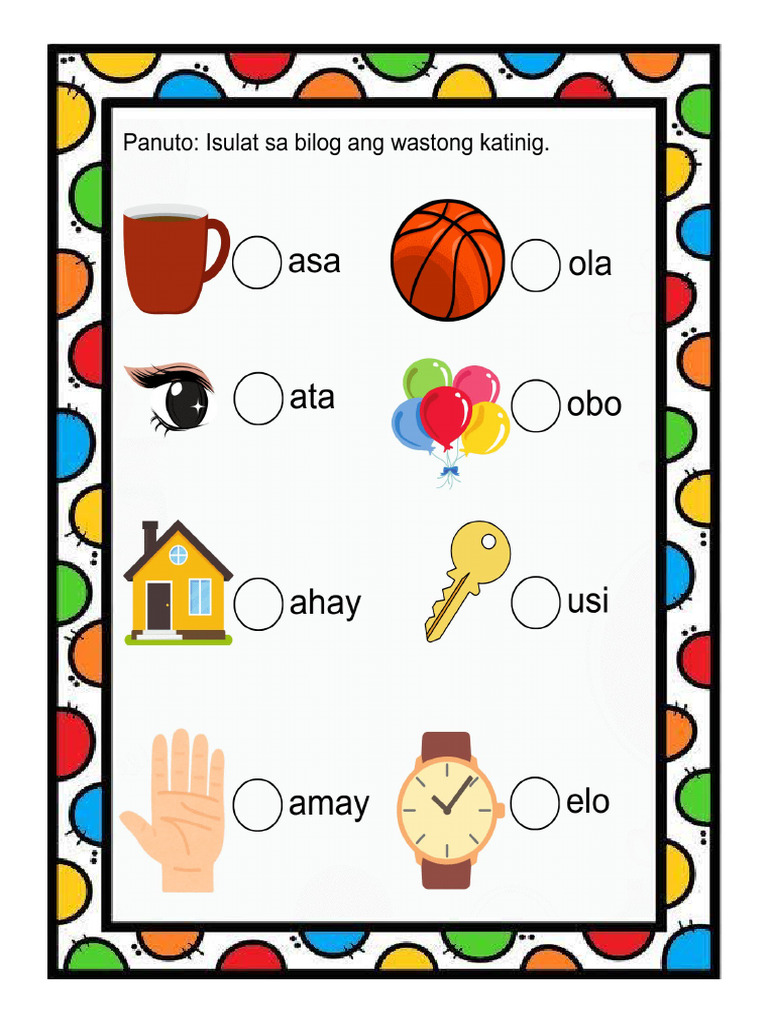 filipino worksheets PDF