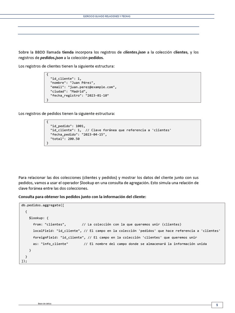 Ejercicio de Consultas en MongoDB | PDF | Informática | Gestión de datos