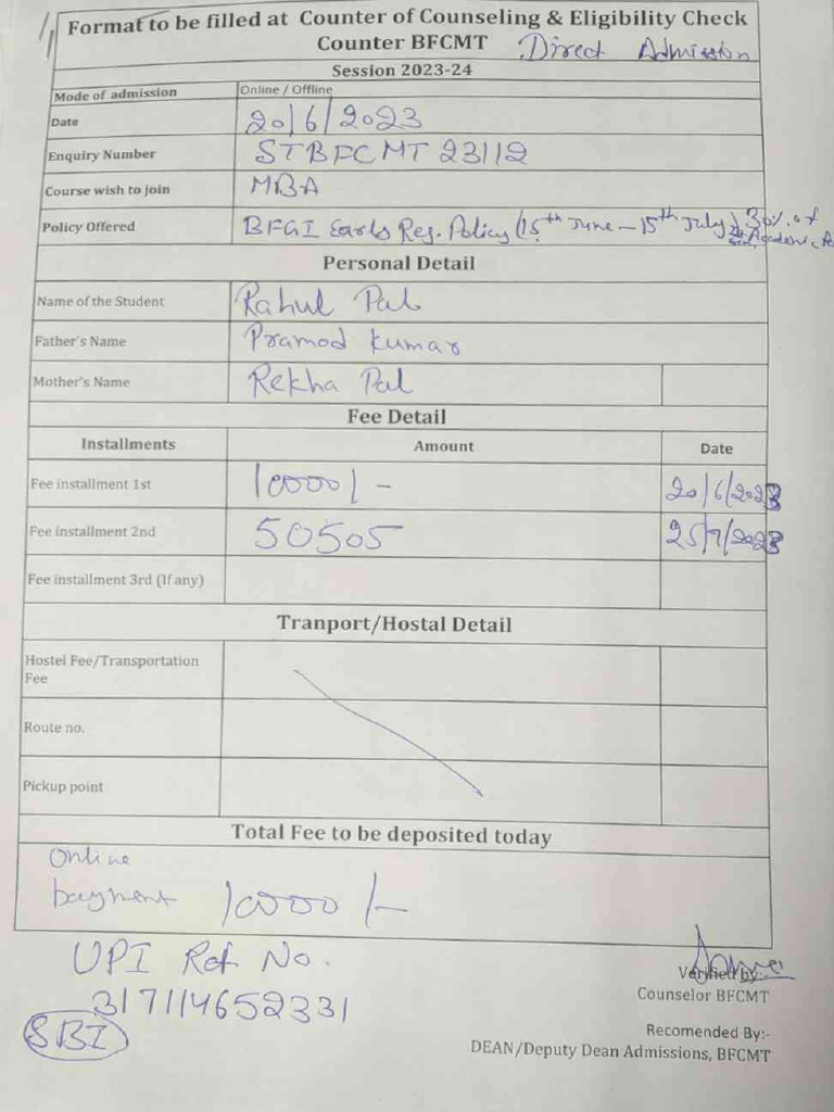 Admission Proof | PDF