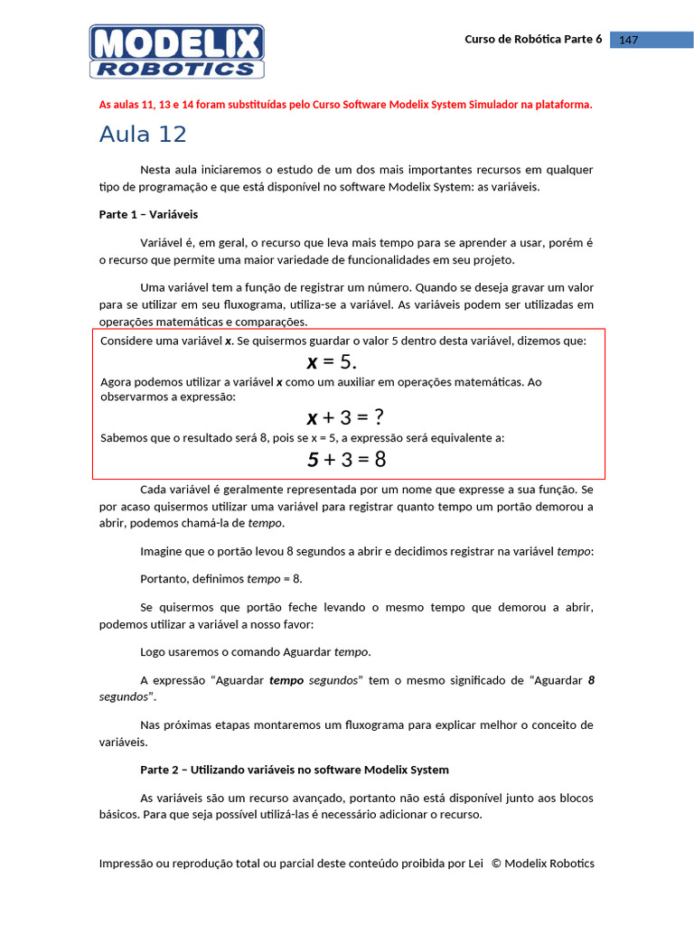Variáveis no Software Modelix System | PDF | Tempo | Matemática