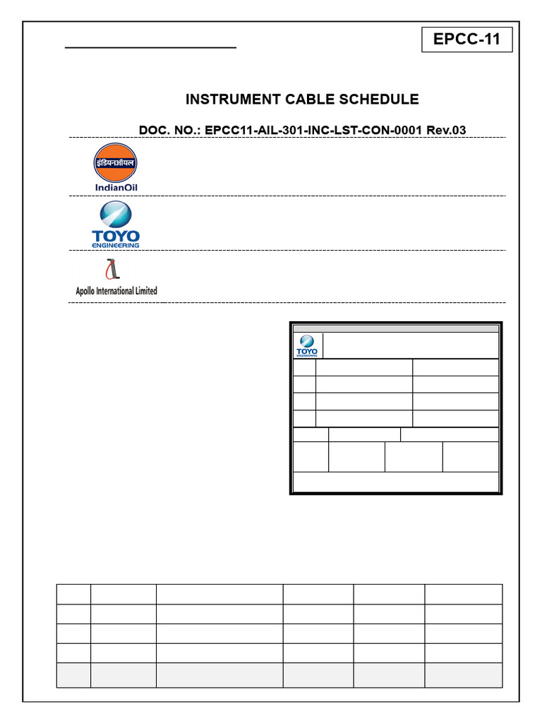 Instrument Cable Schedule Rev. 03 | PDF | Polymers | Building Engineering