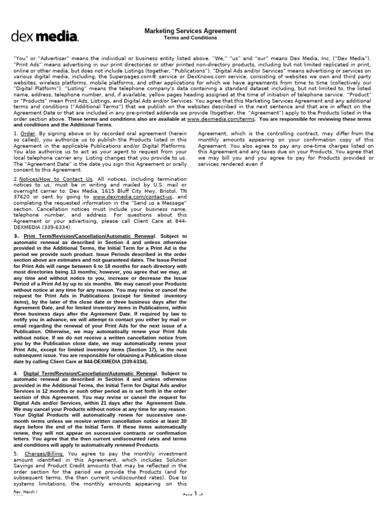 Sample Digital Marketing Services Agreement | PDF | Credit Card | Legal ...