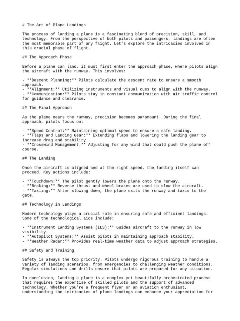 Plane Landing Techniques Explained | PDF